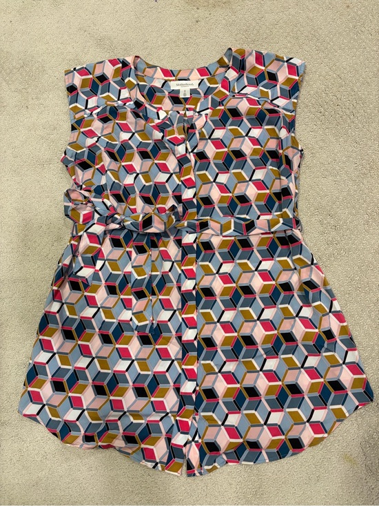 Motherhood Maternity Tops - Motherhood Maternity Printed Geometric Tie-Waist Sleeveless Top Medium